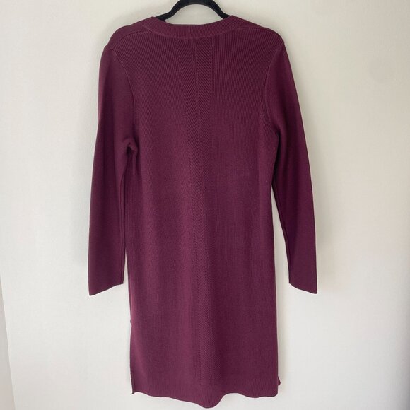 J Jill Womens Long Button Cardigan Ribbed With Pockets Burgundy Size M NWT - Picture 7 of 9
